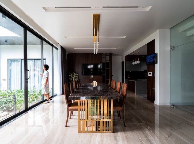 Công trình sản phẩm thi công nội thất phòng ăn, bàn ăn hiện đại đẹp tại căn biệt thự hiện đại tại Hà Tĩnh.